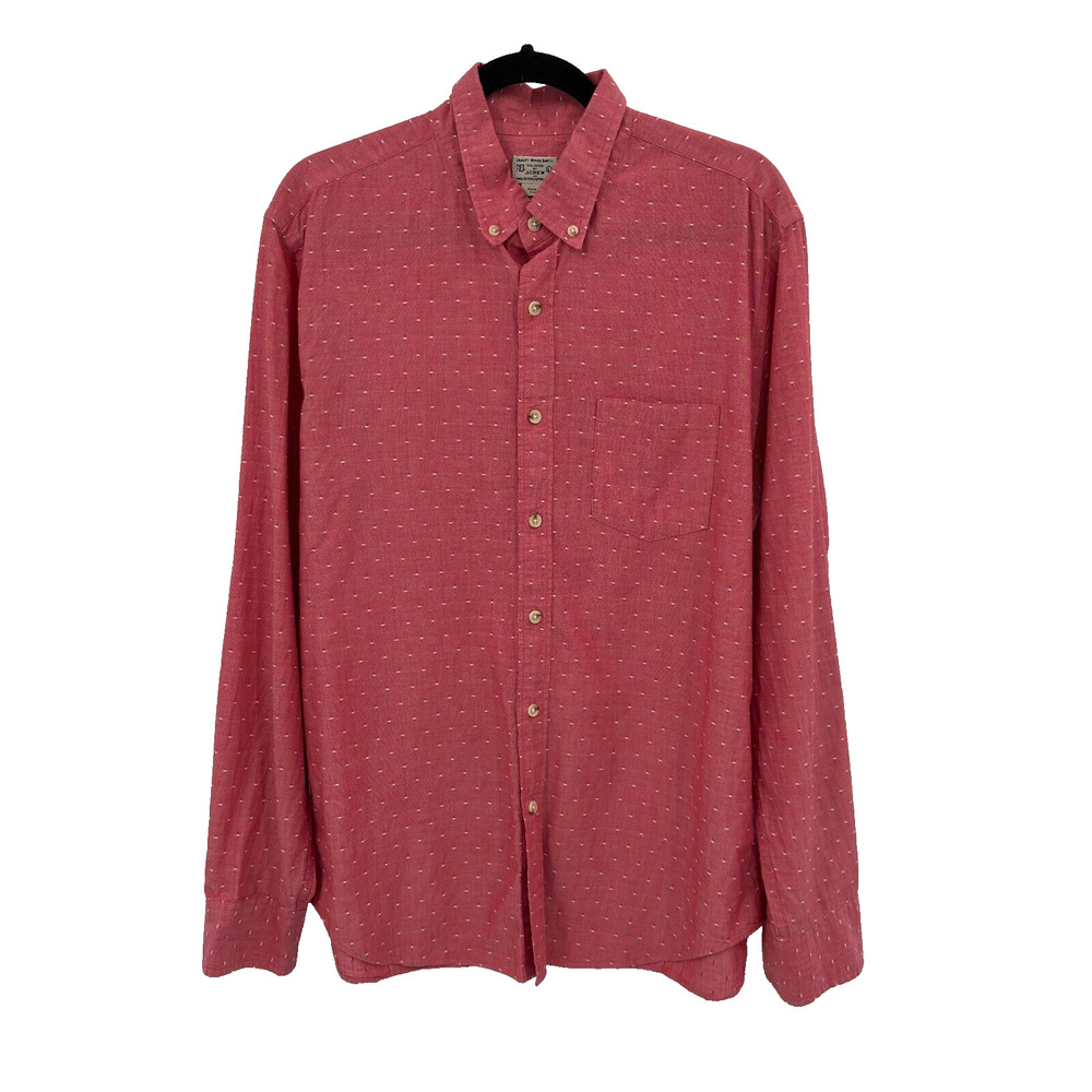 J.Crew Factory Mens L Sunkist Coral Button Down Shirt Slim Fit American Classic